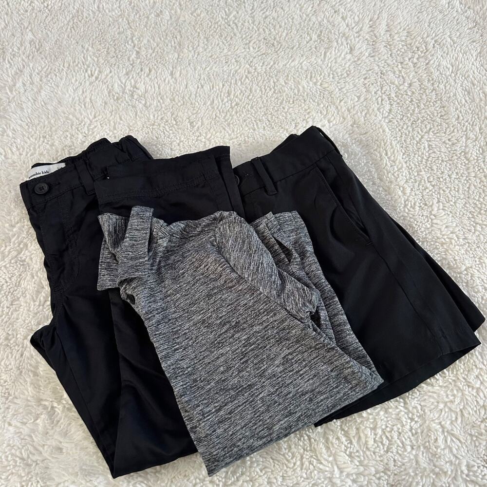 Abercrombie Kids Boys 3 Set Bundle Shirt, 2 Bottoms 7/8 Performance Set Blk/Grey
